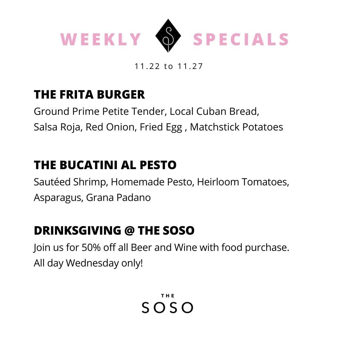 Specials for the week are in! Available by 4pm Tuesday then